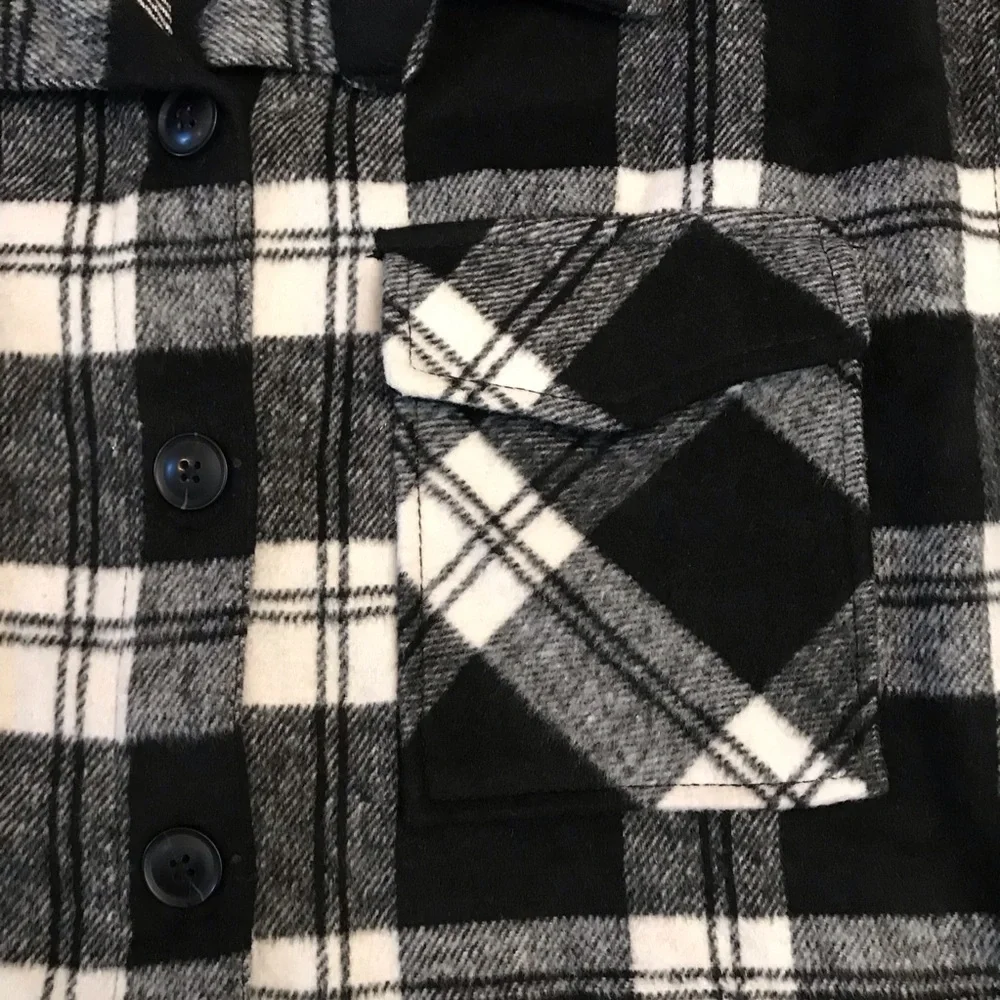 Members Mark Black White Plaid Shacket Size XXL Heavyweight Outerwear Cabincore